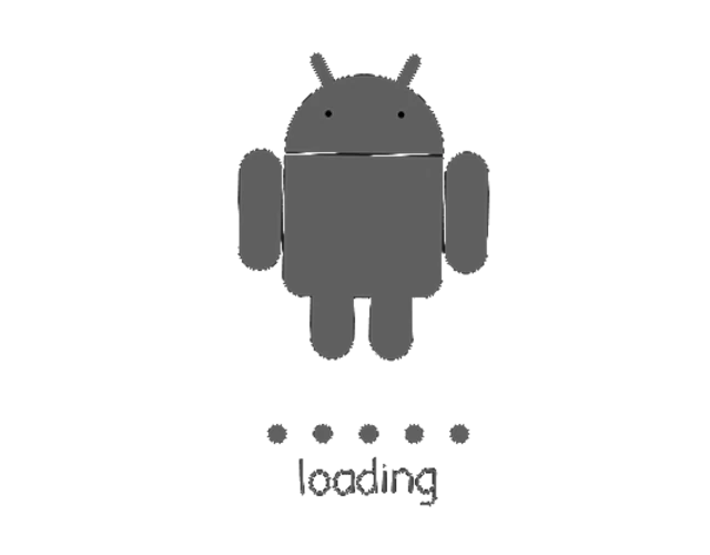 Ilustración del logo de android con la palabra loading