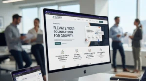 Pantalla de ordenador con una web adaptada al SEO y CRO, con una arquitectura escalable