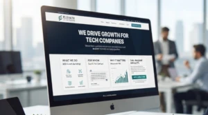Pantalla de ordenador con una web con contenido relevante alineado con la empresa y el usuario.