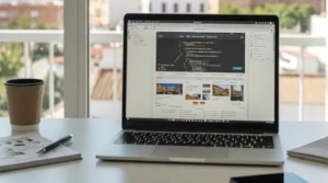 Imagen de un portátil con código para la creación de una web.